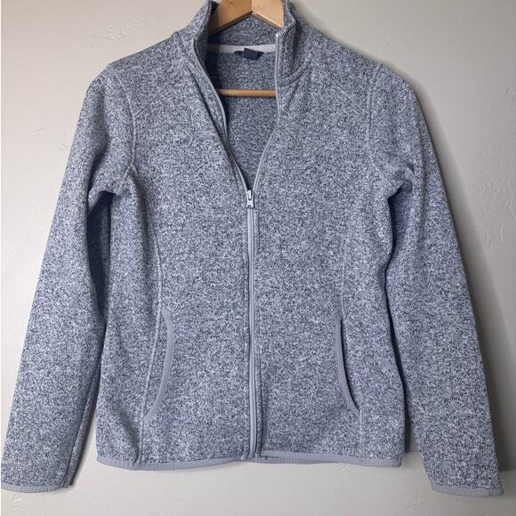 Eddie Bauer Heather Grey Full Zip Fleece Jacket Small - Picture 1 of 6